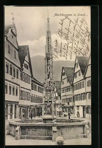 AK Urach, am Marktbrunnen
