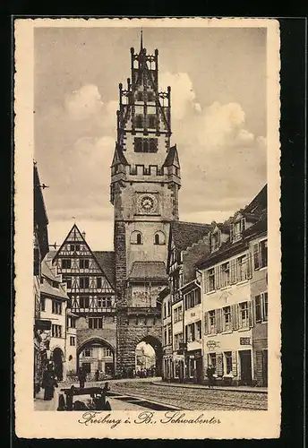 AK Freiburg i. B., Strassenpartie am Schwabentor