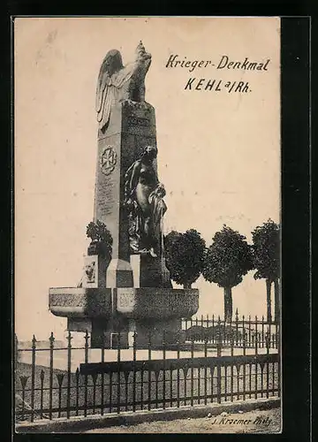 AK Kehl, a. Rh., Am Krieger-Denkmal