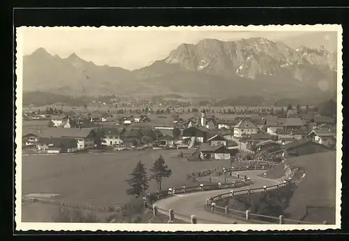 AK Wallgau, Ortsansicht mit Wetterstein