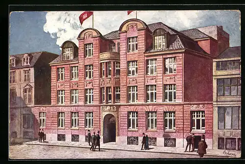Künstler-AK Hamburg, Geschäftshaus des Vereins für Handlungs-Commis von 1858, Holstenwall 4