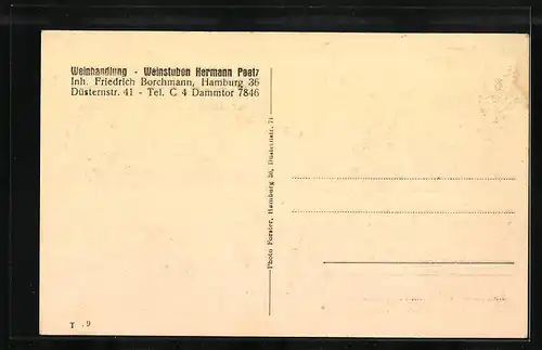 AK Hamburg, Gasthaus und Weinhandlung Friedrich Borchmann, Düsternstrasse 41, Innenansicht