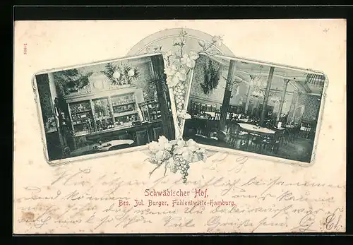 AK Hamburg, Gasthaus Schwäbischer Hof, Fuhlentwiete, Innenansichten