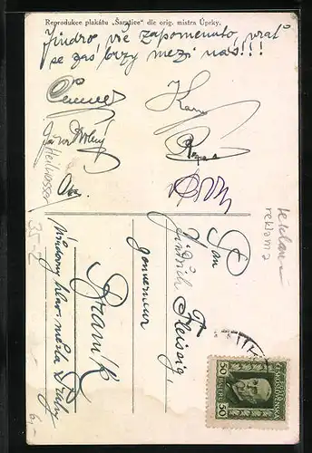 Künstler-AK Reklame für Heilwasser Saratica