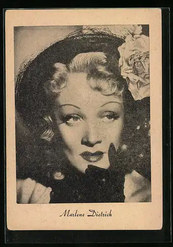 AK Schauspielerin Marlene Dietrich mit Hut