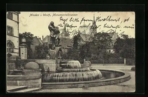 AK Minden i. W., Monumentalbrunnen