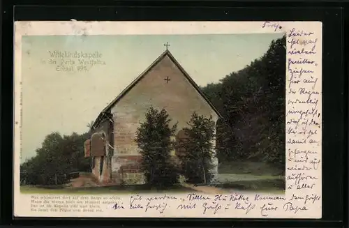 AK Porta Westfalica, Wittekindskapelle in der Porta Westfalica