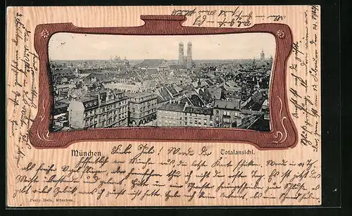 AK München, Totalansicht aus der Vogelschau