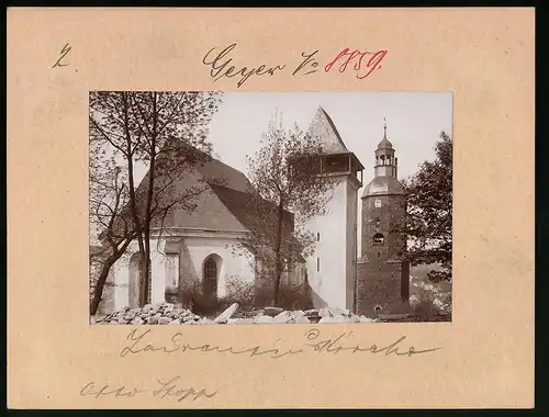 Fotografie Brück & Sohn Meissen, Ansicht Geyer i. Erzg., Blick auf die Laurentiuskirche