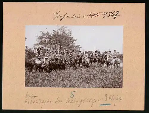 Fotografie Brück & Sohn Meissen, Ansicht Grossenhain, Husaren-Regiment Nr. 18 - Felddienstinstruktion