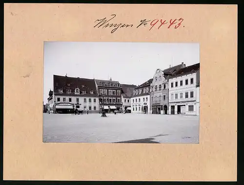 Fotografie Brück & Sohn Meissen, Ansicht Wurzen, Marktplatz mit Ladengeschäft G. Delling & Hotel zum goldenen Löwen