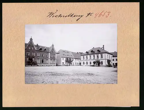 Fotografie Brück & Sohn Meissen, Ansicht Wechselburg, Marktplatz mit Gasthof zum Löwen & Hotel
