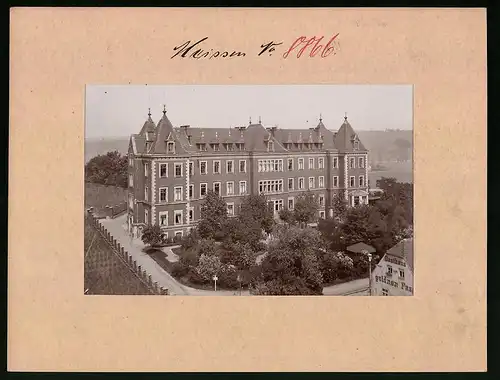 Fotografie Brück & Sohn Meissen, Ansicht Meissen i. Sa., Stadtkrankenhaus & Gasthaus zum goldnen Fasan