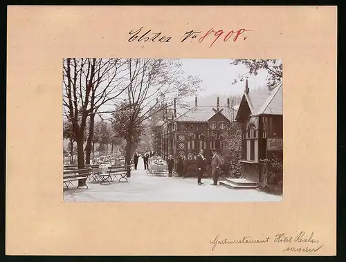 Fotografie Brück & Sohn Meissen, Ansicht Bad Elster, Hotel Reichsverweser mit Terrasse