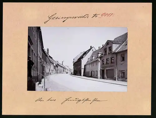Fotografie Brück & Sohn Meissen, Ansicht Geringswalde, Untere Hauptstrasse mit Ladengeschäft Bernhard Hunger