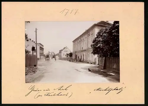 Fotografie Brück & Sohn Meissen, Ansicht Aich, Marktplatz mit Gemeinde-Amt & Gemeinde Gasthaus