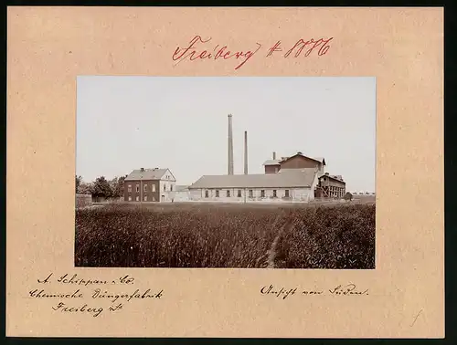 Fotografie Brück & Sohn Meissen, Ansicht Freiberg i. Sa., Blick auf die Chemische Düngerfabrik A. Schippan & Co.