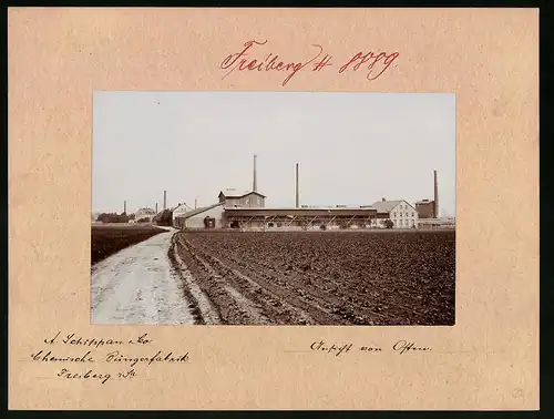 Fotografie Brück & Sohn Meissen, Ansicht Freiberg i. Sa., Blick von Osten auf die Chemische Düngefabrik A. Schippan & Co