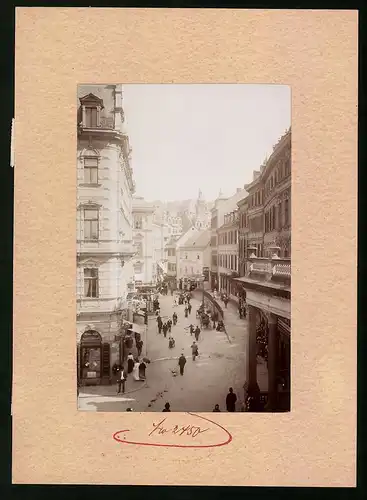 Fotografie Brück & Sohn Meissen, Ansicht Karlsbad, Mühlbrunnenstrasse, Geschäfte, Zahnarzt D. Schild