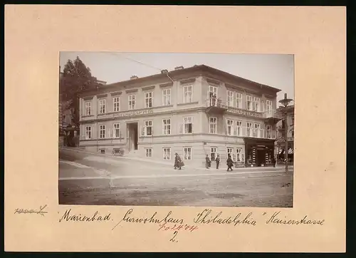 Fotografie Brück & Sohn Meissen, Ansicht Marienbad, Kurwohnhaus Philadelphia in der Kaiserstrasse