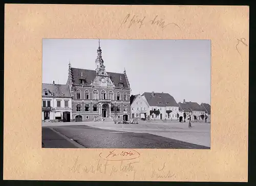 Fotografie Brück & Sohn Meissen, Ansicht Dahlen, Markt mit Handlung Paul Lehr, C. E. Wappler, Rathaus