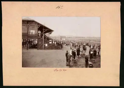 Fotografie Brück & Sohn Meissen, Ansicht Karlsbad, Besucher an der Tribüne der Pferderennbahn