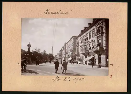 Fotografie Brück & Sohn Meissen, Ansicht Marienbad, Kaiserstrasse mit Hotel Nizza, Friseur, Geschäfte