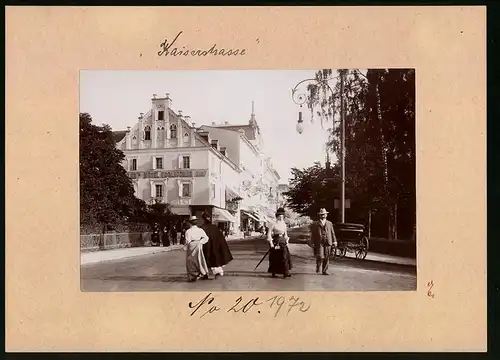 Fotografie Brück & Sohn Meissen, Ansicht Marienbad, Kaiserstrasse mit Hotel Englischer Hof