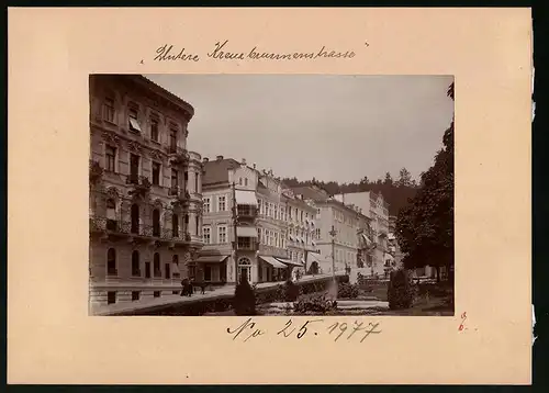 Fotografie Brück & Sohn Meissen, Ansicht Marienbad, Blick in die Unter Kreuzbrunnenstrasse, Hotel Sonne, Wehr Gasse