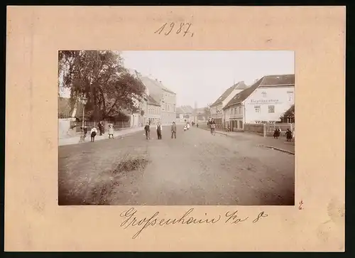 Fotografie Brück & Sohn Meissen, Ansicht Grossenhain i. Sa., Äussere Meissner Strasse, Restaurant Ernst Hönicke, Briefkasten