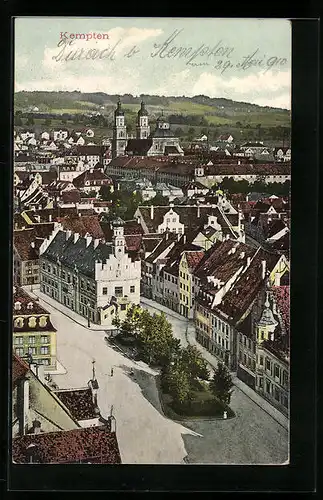 AK Kempten, Teilansicht aus der Vogelschau