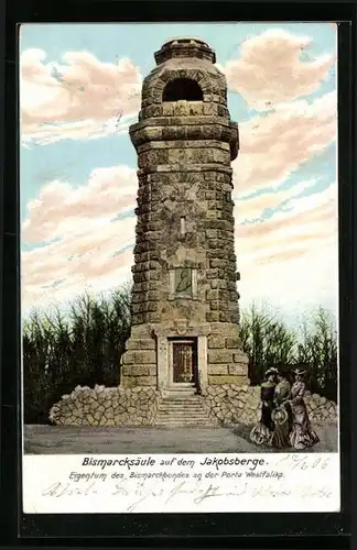 AK Porta-Westfalica, Bismarcksäule auf dem Jakobsberge