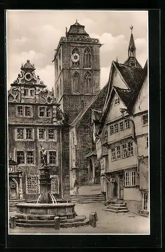 AK Bad Hersfeld, Rathaus und Lullusbrunnen
