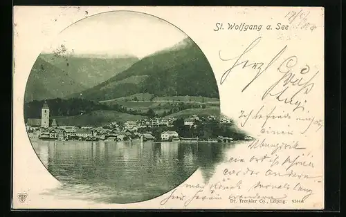 AK St. Wolfgang a. See, Ortspartie mit Kirche