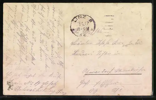 AK Linz a. D., Ortsansicht vom Bauernberg