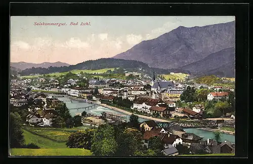 AK Bad-Ischl, Ortsansicht aus der Vogelschau