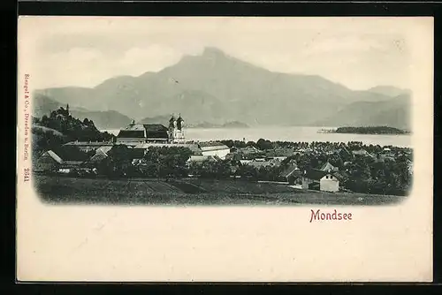 AK Mondsee, Teilansicht mit Kirche