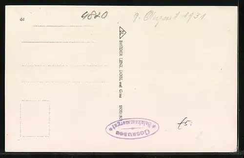 AK Gosau, Ortspartie mit Kirche und Donnerkögel