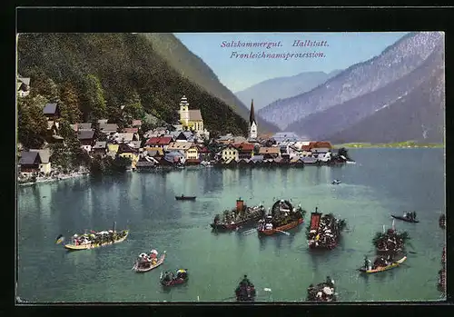 AK Hallstatt, Salzkammergut, Fronleichnamsprozession