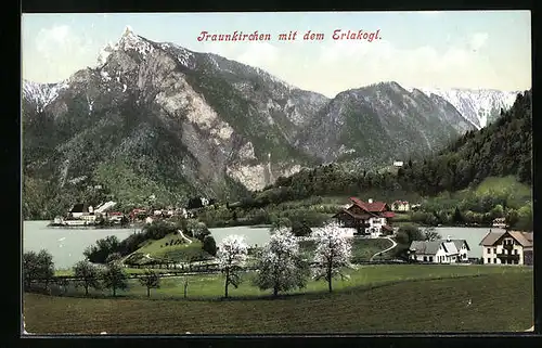 AK Traunkirchen, Ortspartie mit dem Erlakogl