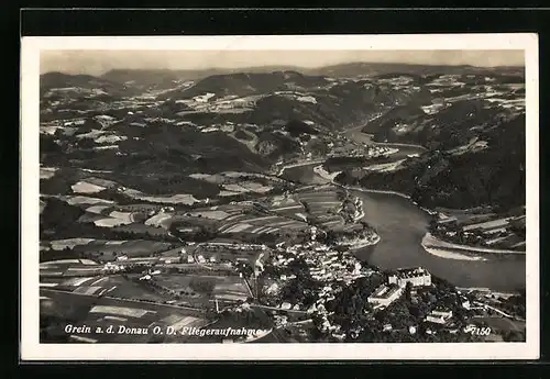 AK Grein a. d. Donau, Teilansicht, Fliegeraufnahme
