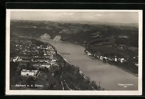 AK Aschach a. d. Donau, Teilansicht, Fliegeraufnahme
