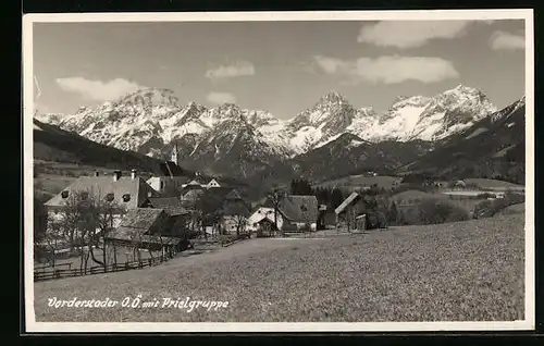 AK Vorderstoder, Ortspartie mit Prielgruppe