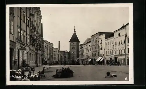 AK Wels, Strassenpartie am Marktplatz