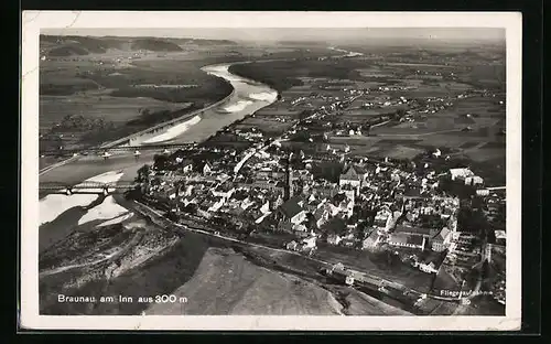 AK Braunau a. Inn, Ortsansicht, Fliegeraufnahme