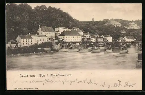 AK Ach, Uferpartie mit Brücke