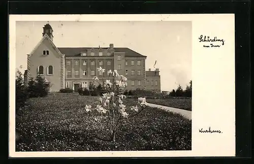 AK Schärding a. Inn, Grünanlage mit Kurhaus