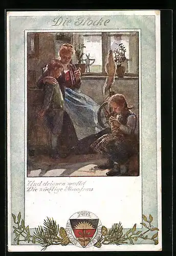 Künstler-AK Karl Friedrich Gsur: Deutscher Schulverein Nr. 196: Die züchtige Hausfrau