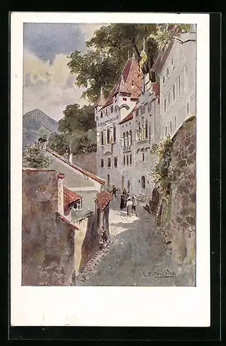 Künstler-AK Edward Theodore Compton: Gasthaus Stieglkeller in Salzburg