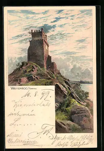 Künstler-AK Ludwig Hans Fischer: Burg Weitenegg an der Donau